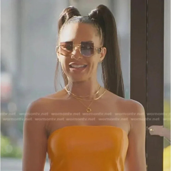 Tiger Mist Vegan Leather  Mini Strapless Tube Dress Orange Size Small - Picture 2 of 10